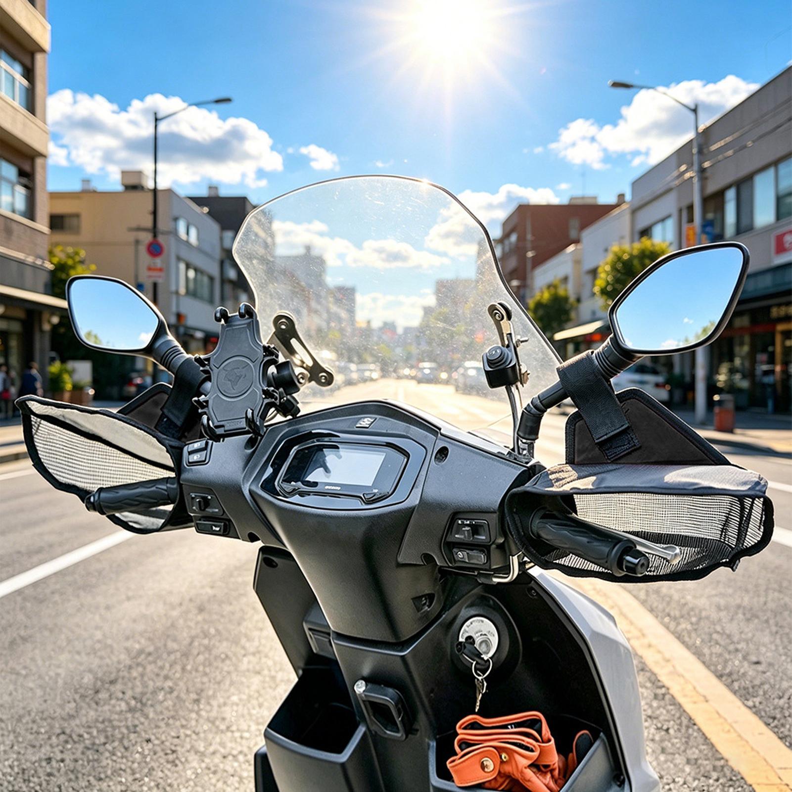 Cycling Commute Distance - Motorcycle Handlebar Muffs Breathable Mesh Muffs