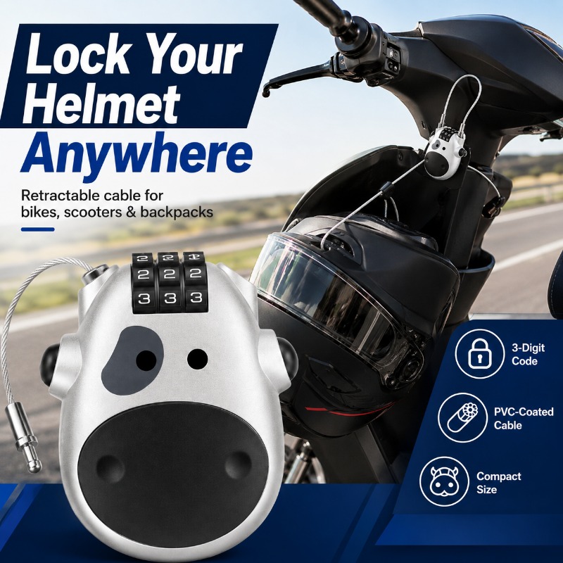 Cycling Commute Backpack - Mini Cow Combination Cable Lock Retractable