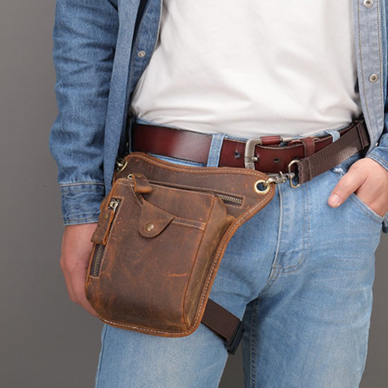 Cycling Commuter Bag - Vintage Pu Leather Waist Pack Drop