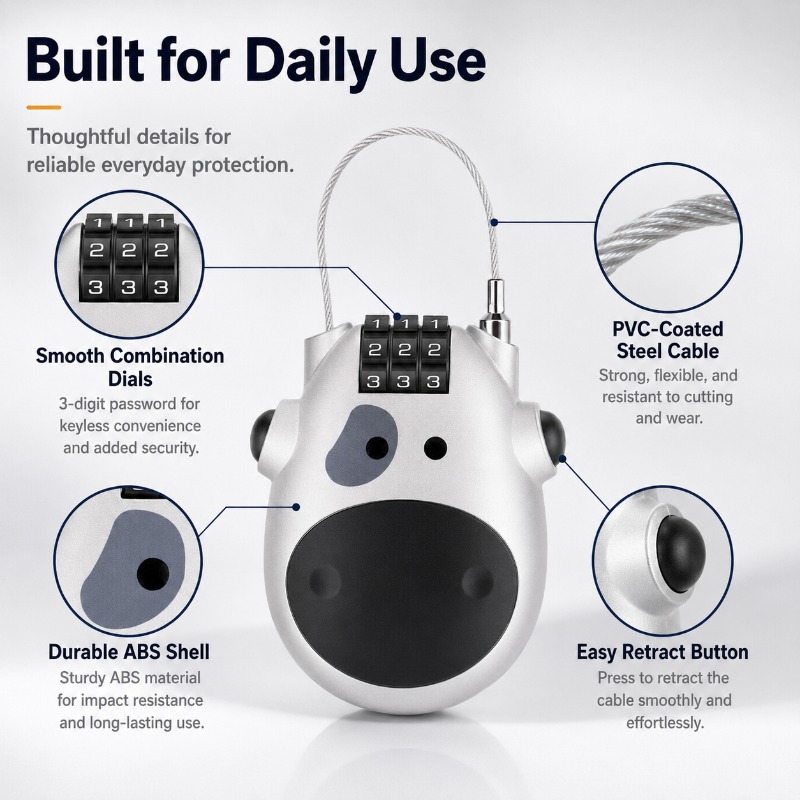 Mini Cow Combination Cable Loc - Cycling Commute Backpack ulasan dan harga