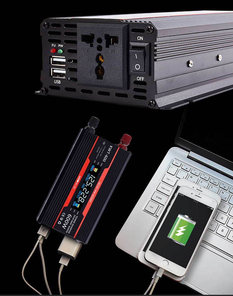 Inverter 12v 220v Solar Invert - Usb Charger Dynamo ulasan dan harga